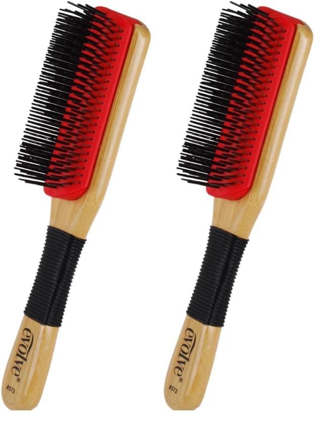 Evolve Knot-Free Detangle Brush with Bamboo Handle - 2 Pack