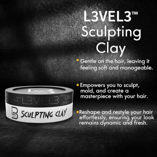 L3 Level 3 Hair Sculpting Clay for Men - Extreme Hold, Matte Finish, 150ml