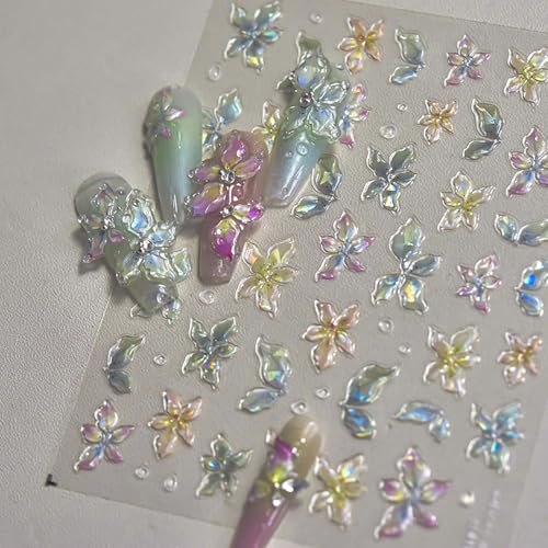 Spring & Summer 5D Floral Nail Stickers - Self-Adhesive Nail Art Decals
