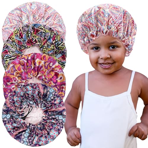 CACASO Kids Satin Bonnet 4-Pack Double Layer Reversible C-Hawaii