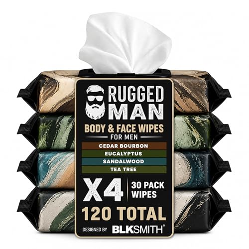 BLKSMITH Men's Body & Face Wipes - 120 Refreshing Wipes