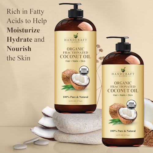 Handcraft Blends Organic Fractionated Coconut Oil - 100% Pure Carrier Oil, 16oz
