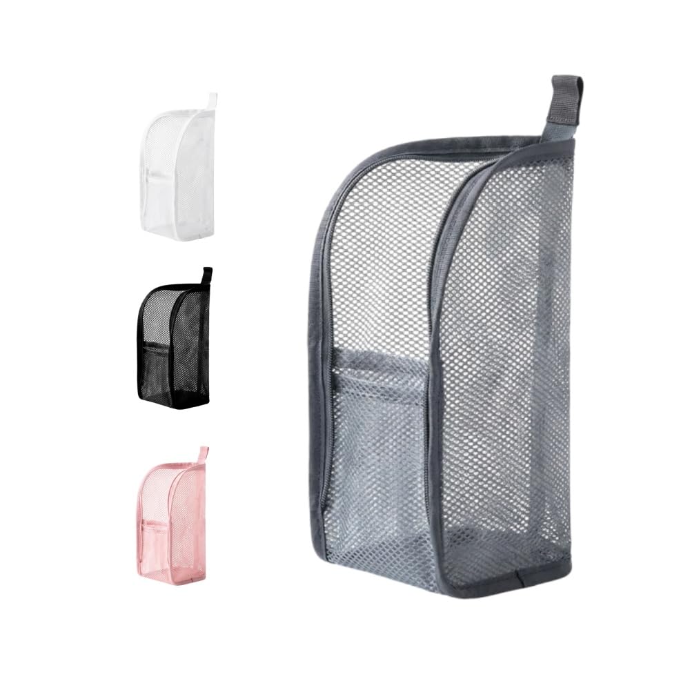 Standing Toiletry Bag, 2026 New Portable Toiletry Bag, Foldable Mesh Hanging Toiletry Bag for Bathroom, Large Capacity Cosmetic Bag for Women (Grey)