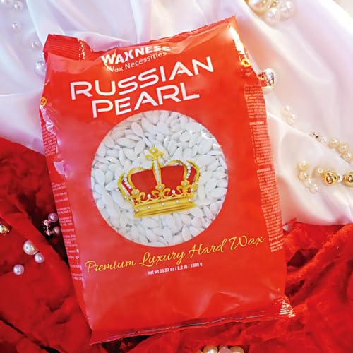 Waxness Russian Pearl Hard Wax Beads 2.2 lb (1 kg) ? Rosin-Free Stripless Hard Wax with Creamy Texture and Skin Visibility, Professional Use ? Made in Italy
