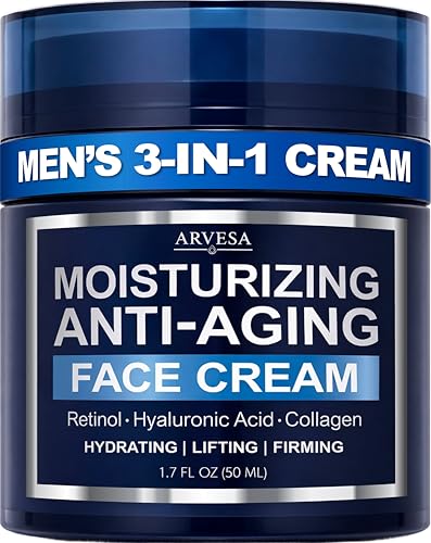 Arvesa Men's Face Moisturizer Cream 1.7 Fl Oz Anti-Aging with Retinol & Collagen