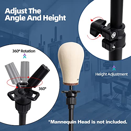 Olive Black Tall Wig Tripod Stand for Mannequin Head