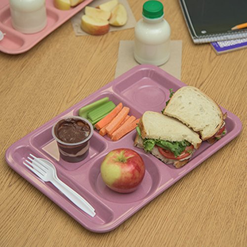 Left-Handed Carlisle Meal Tray with 6 Compartments - Rose Granite, 14 x 10 Inches