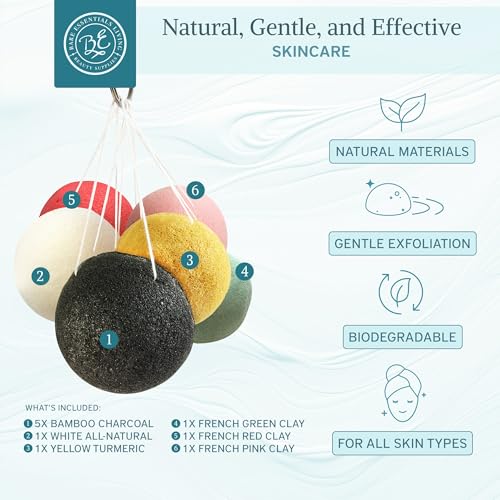 Bare Essentials Living Konjac Sponge Set - 10 Pack Natural Exfoliating