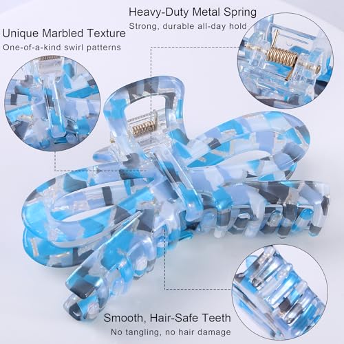 Jayongnee Bow Hair Claw Clips - 3 Pack Butterfly Acrylic Clips for Women