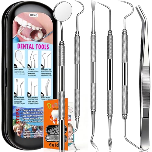 6-Piece Stainless Steel Dental Tools Kit for Home Care