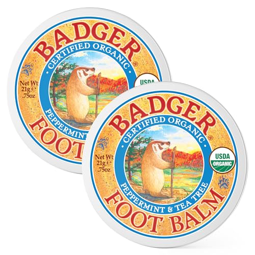 Badger Organic Foot Balm 2-Pack - Peppermint & Tea Tree, 0.75 oz