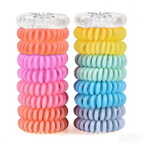 TIZZYT Spiral Hair Ties Macaron Colors No Crease, 18 Pack for Women & Kids