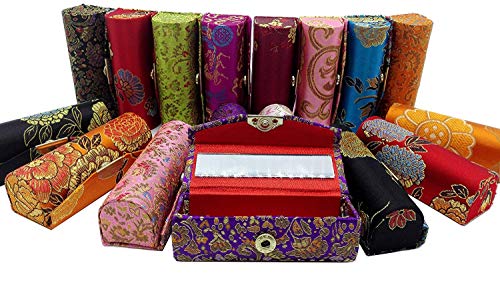 12-Piece Floral Lipstick Case Set with Mirror, Brocade Fabric Organizer