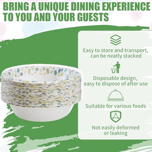 30 Count 8oz Microwaveable Disposable Paper Bowls - Eco-Friendly & Durable