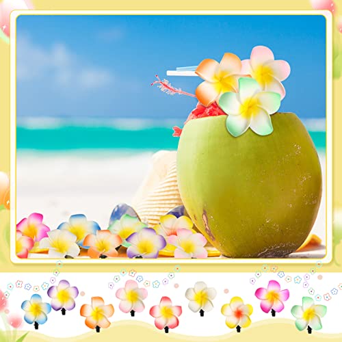 WILLBOND 36 Pcs Hawaiian Flower Hair Clips - Faux Plumeria Pins for Weddings & Luau Parties