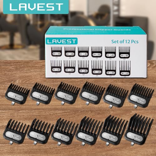 LAVEST 12PCS Clipper Guard Set Compatible with Wahl Clippers - 1/16" to 1"