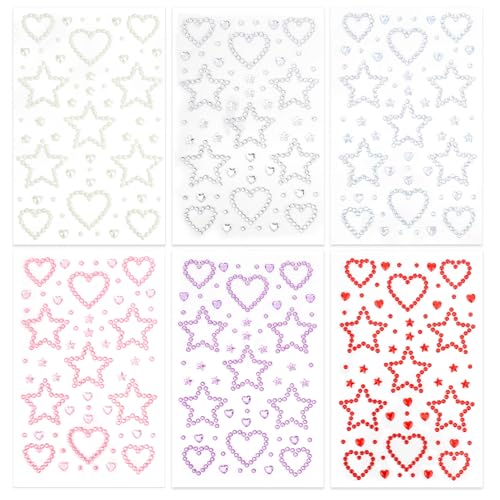 Self-Adhesive Face Gems Stickers - 6 PCS Sparkly Rhinestones for Makeup