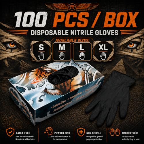 Mummy Black Nitrile Gloves, 4 Mil, Latex-Free, 100 Count