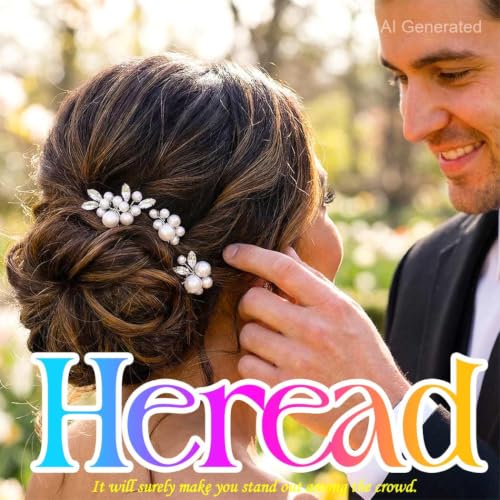 HEREAD Pearl Bride Hair Pins – Crystal Bridal Headpiece, Silver (Pack of 3)