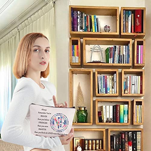LEVLO NA Sobriety Gift Makeup Bag - Inspirational Smarter Stronger Braver Pouch