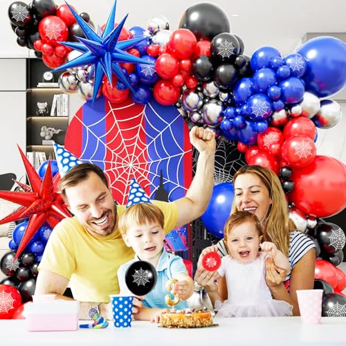 139 Pcs Cartoon Spider Theme Balloon Arch Kit - Party Decorations