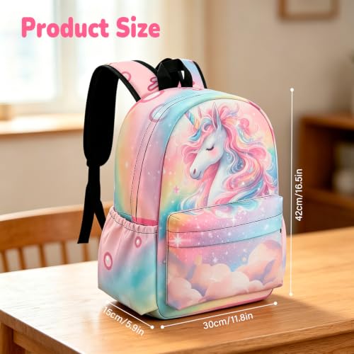 Unicorn Backpack for Girls - 16.5 Inch Large Capacity Cartoon Bookbag