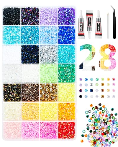 KakiStitch Blue 30000Pcs Jelly Rhinestones Bedazzling Kit with Glue & Tools