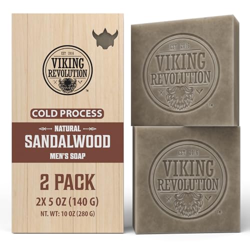 Viking Revolution Sandalwood Bar Soap for Men – 2 Pack Cold Pressed Soap