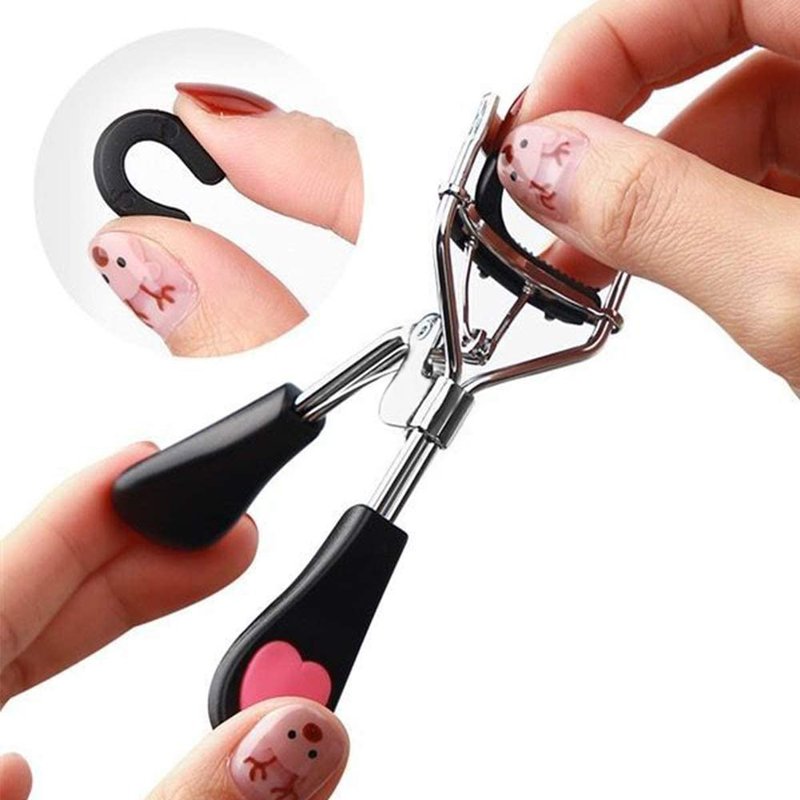 Pinkiou Eyelash Curlers with Comb and Eyelash Separator Set Professional Lash Curler with Built-in Comb Ergonomic Heart-Shaped Handle and Eyelash Comb Tool for Daily Makeup