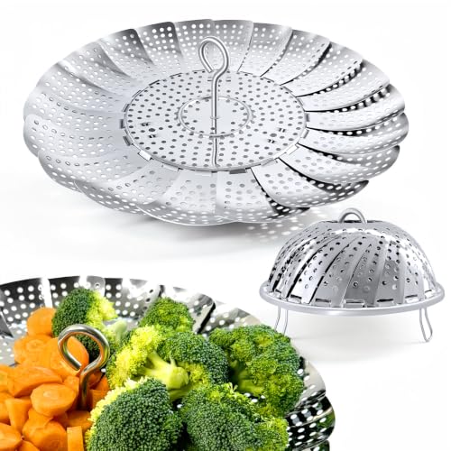 Sayfine Premium Stainless Steel Vegetable Steamer Basket - Expandable & Foldable