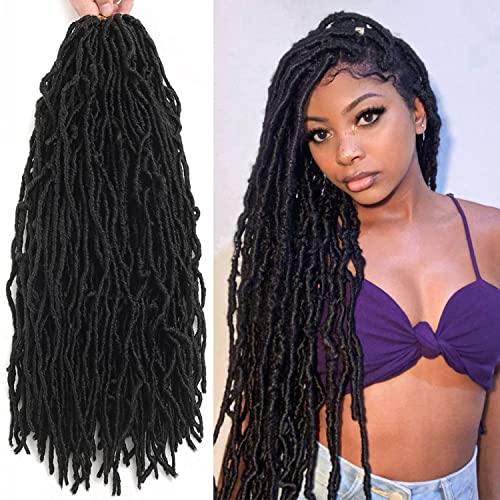 24 Inch Soft Locs Crochet Hair - 6 Packs Pre-Looped Natural Black