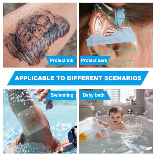 Emalla 3 Rolls Second Skin Tattoo Cover, Waterproof Tattoo Aftercare Bandage Breathable Tattoo Cover Up Patch Tape Tattoo Film 2", 4", 6" x 2.2 Yard Tattoo Supplies for Healing Wrap Swimming Shower
