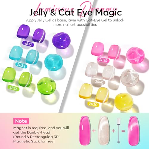 modelones Gelée Gleam Grid Cat Eye Gel Nail Polish Set - 6 Colors