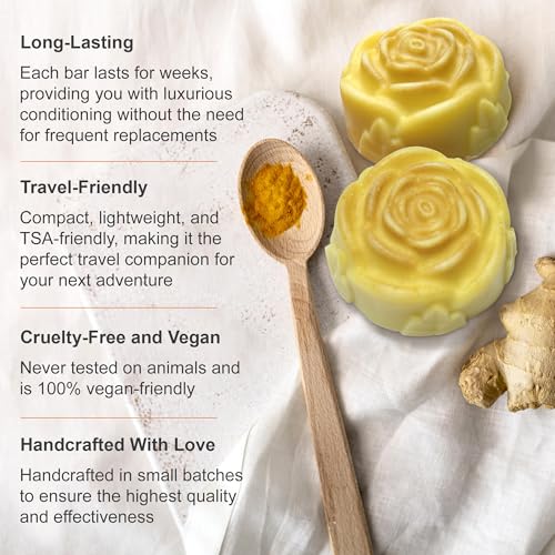 Relaxcation Ginger Root & Camelina Oil Conditioner Bar - 2 Count, Hydrating & Hair Growth, Handmade in USA