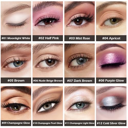 Moonlight White Matte Eyeshadow with Dual-Ended Brush | 12 Shades