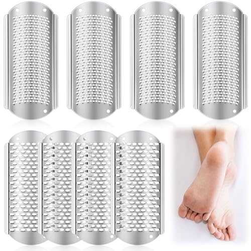 Moxweyeni 8 Pack Foot File Replacement Blades Stainless Steel for Pedicure | Silver