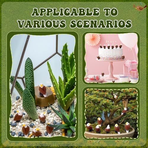50 Mini Resin Bald Eagle Figurines for Garden & Decor