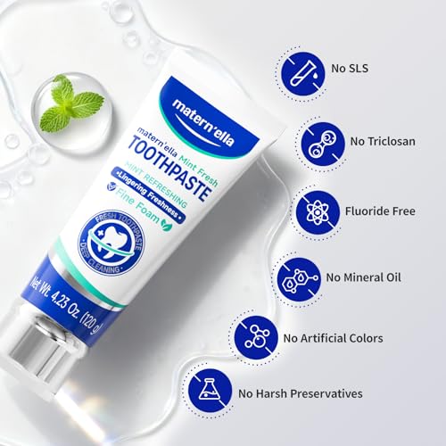 Matern'ella Fluoride-Free Sensitive Gums Toothpaste Pack of 3 4.23 oz - Natural Whitening & Probiotics