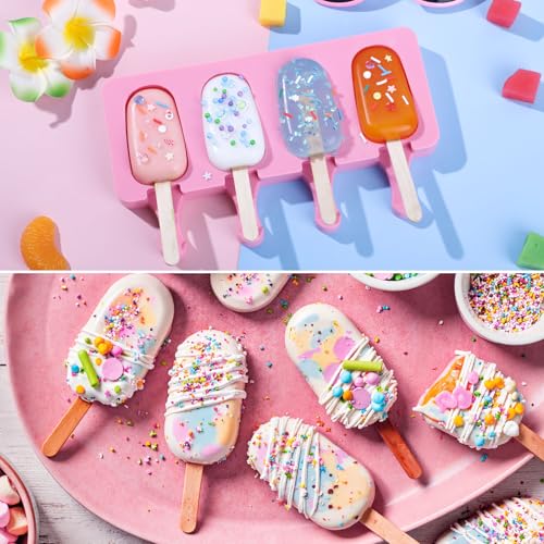 Silicone Popsicle Molds Set of 2 with 50 Sticks - DIY Ice Cream