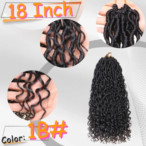 Beverlee 18 Inch Goddess Locs Crochet Hair 8 Pack - 1B# Boho Style