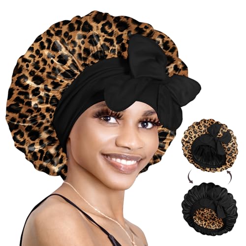 Bonnet Queen Adjustable Satin Hair Bonnet for Curly Hair - Double Layer Night Cap