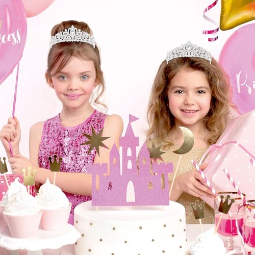 Silver Crown Princess Tiara with Crystals - Elegant Headband for Women & Girls
