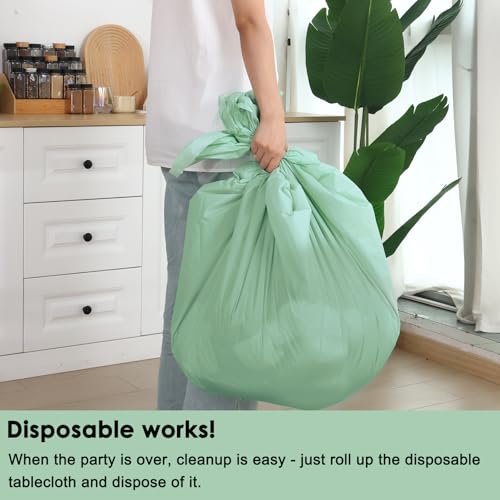 Sage Green Disposable Plastic Tablecloth - 54 x 108 Inch | Leakproof & Waterproof for Parties & Picnics