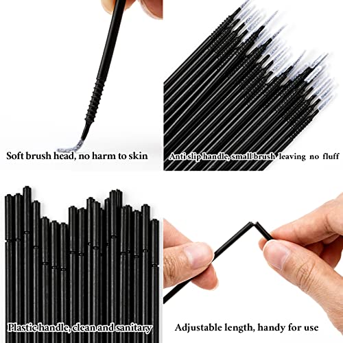 G2PLUS 400PCS Black Micro Cotton Swabs for Eyelash Extensions & Makeup, Disposable Applicators