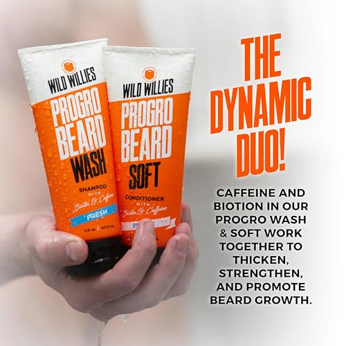 Wild Willies PROGRO Beard Conditioner - Biotin & Caffeine Softener, 5oz