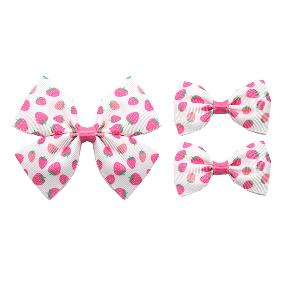 Strawberry Snap Clips Baby Girls Fruit Hair Bow Clips Strawberry Hair Ring Tie BBW24