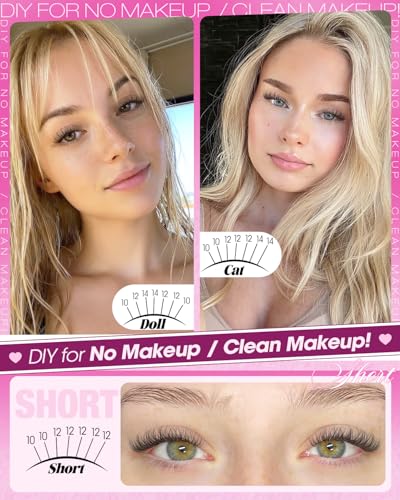 Natural Wispy Lash Clusters - 10-14mm CC Curl Eyelash Extensions