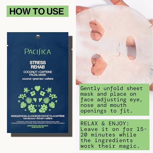 Pacifica Skin Rehab Coconut & Caffeine Sheet Mask for Redness