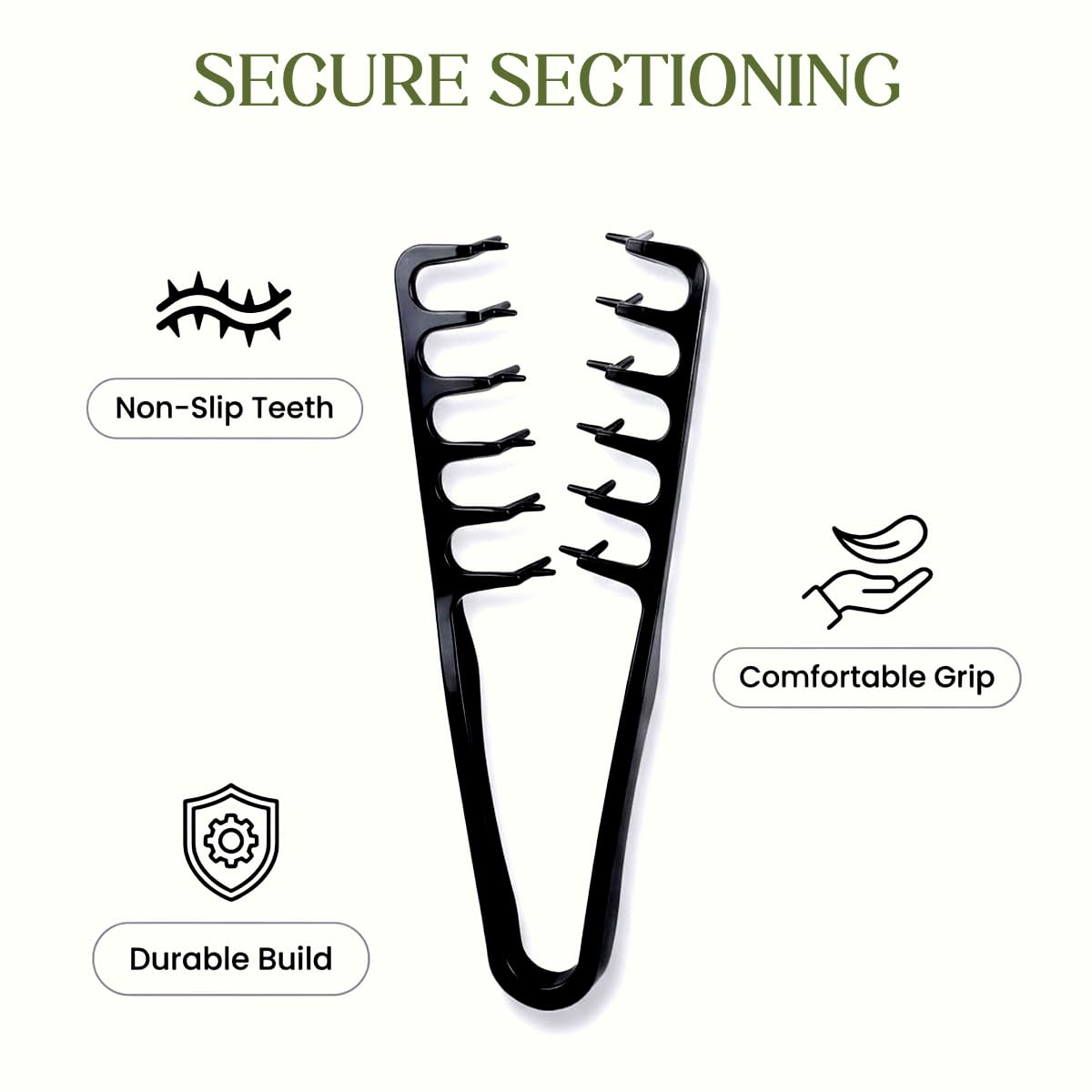Texture Comb, Voluminous Wide-Tooth Hair Comb for Maximum Root Lift, Dual Wide & Fine Tooth Texturizing Styling Comb, Non-Slip ABS Plastic Barber Tool for Men–Black