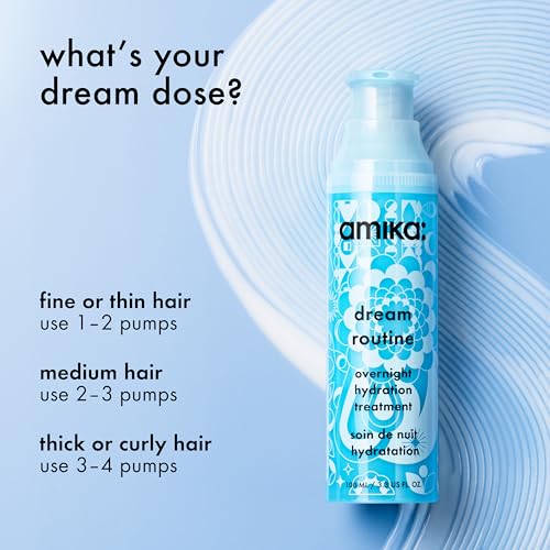 amika dream routine overnight hydrating hair mask | no rinse leave-in treatment for dry hair, ultra-hydrating, with hyaluronic acid for long-lasting moisture